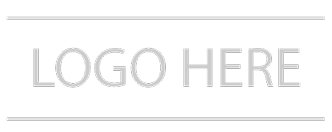 Placeholder logo, grey “LOGO HERE” text with thin horizontal lines above and below