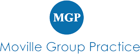 Moville Group Practice logo with blue circle and initials MGP above the name.