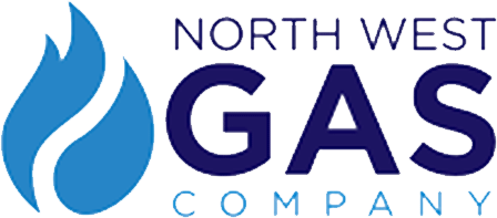 North West Gas Company logo with a blue flame icon and bold navy text.